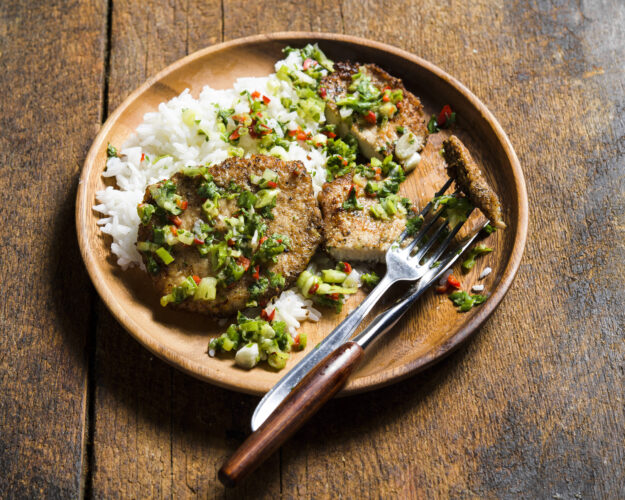 Give salt-and-pepper pork chops a crunchy coating without  the deep frying